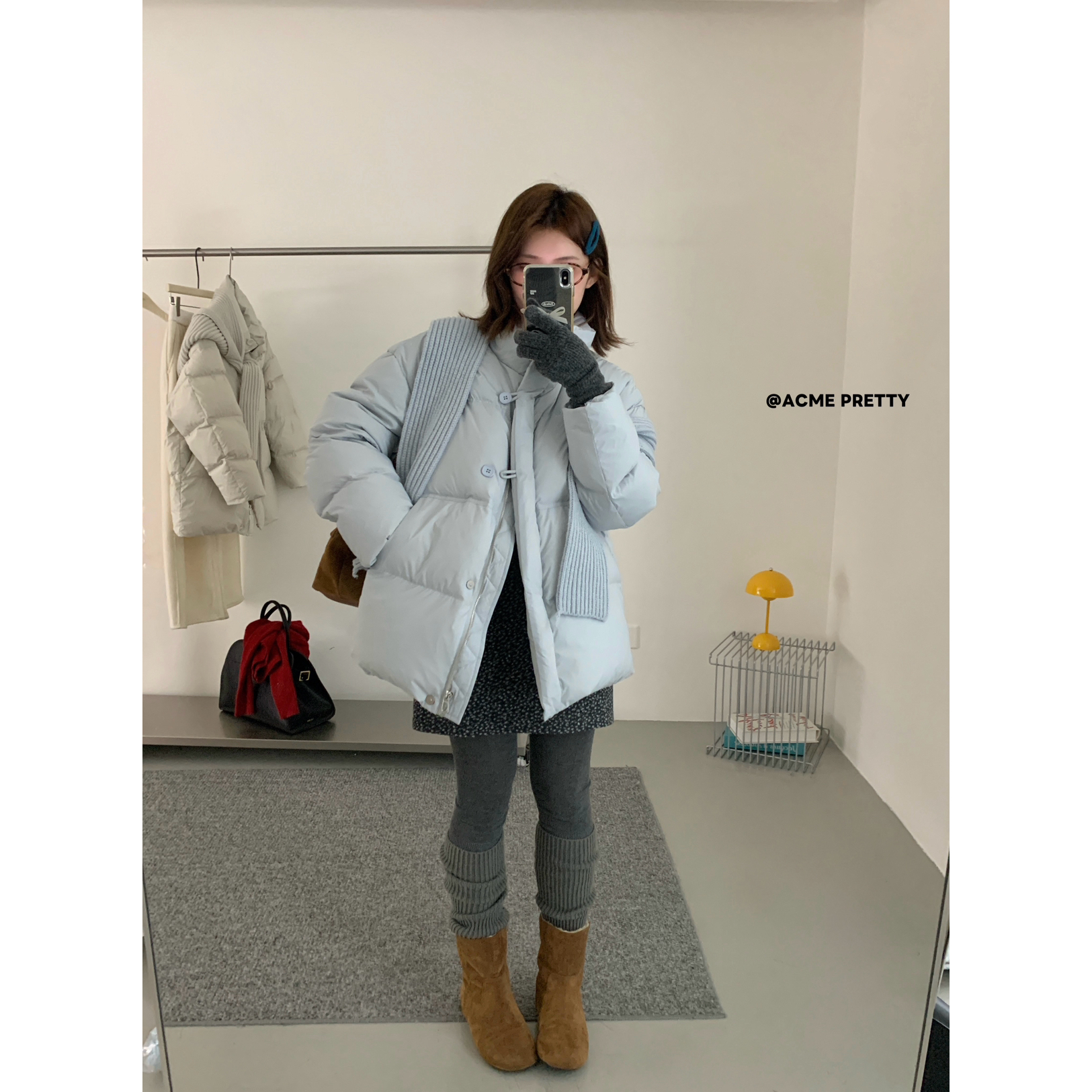 ACME PRETTY-韩系休闲百搭高级感保暖羽绒服外套(配披肩)F1279