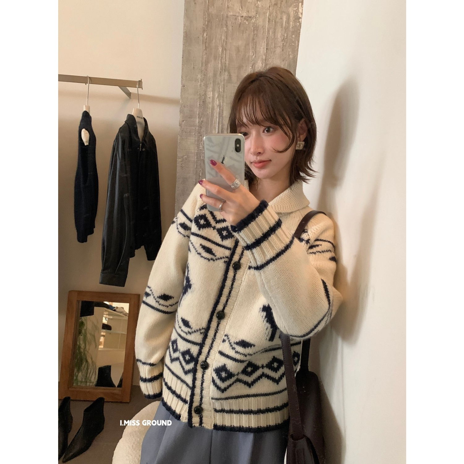 IMISS韩标大牌极简刺绣保暖毛衣（含20羊毛）H991321