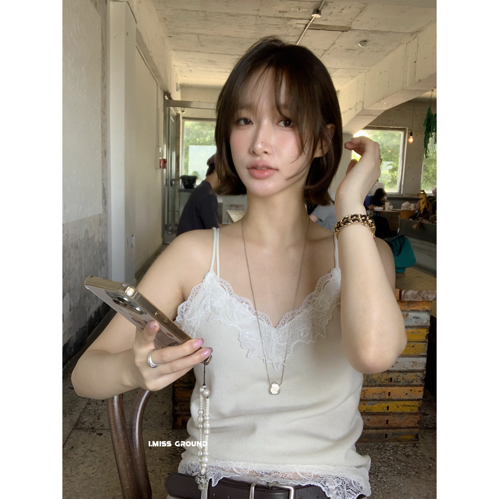 IMISS绝美高品质100羊毛蕾丝花边背心（含100羊毛）H01181