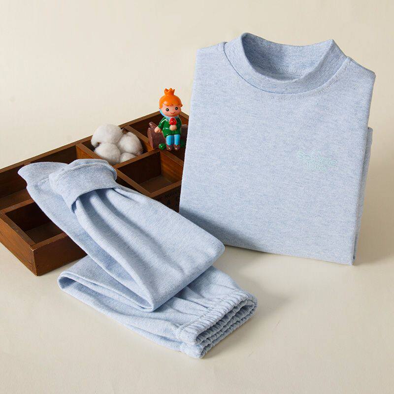 A类儿童彩棉秋衣秋裤套装中大童保暖内衣打底衫纯棉线衣线裤秋冬