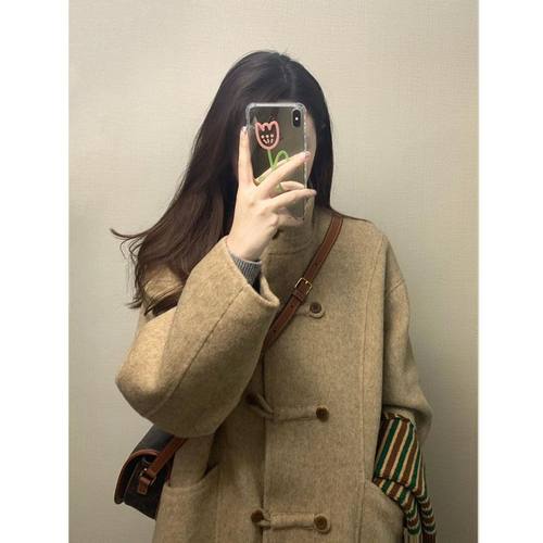 羽绒服女冬季新款高级感中长款呢子毛呢外套羽绒内胆大衣加厚