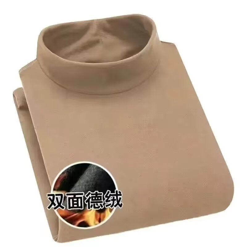 德绒保暖内衣男磨毛双面绒纯色打底衫冬季半高领秋衣男士长袖t恤