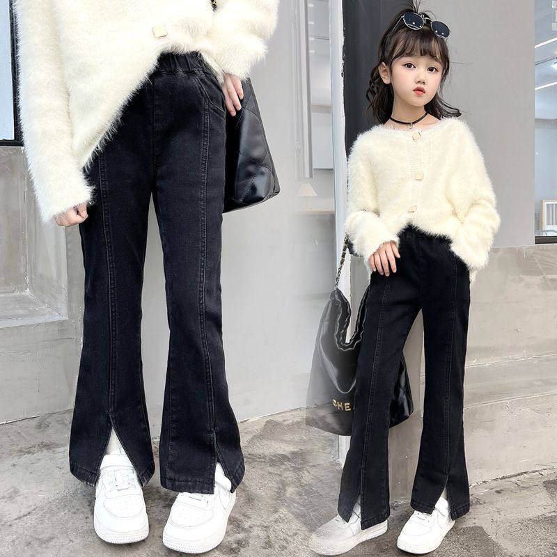 女童秋冬童裤开叉喇叭裤2025新款中大童牛仔裤子儿童加绒弹力裤子,童装/婴儿装/亲子装,儿童牛仔裤,淘宝优惠券,粉丝福利购,淘宝优惠卷
