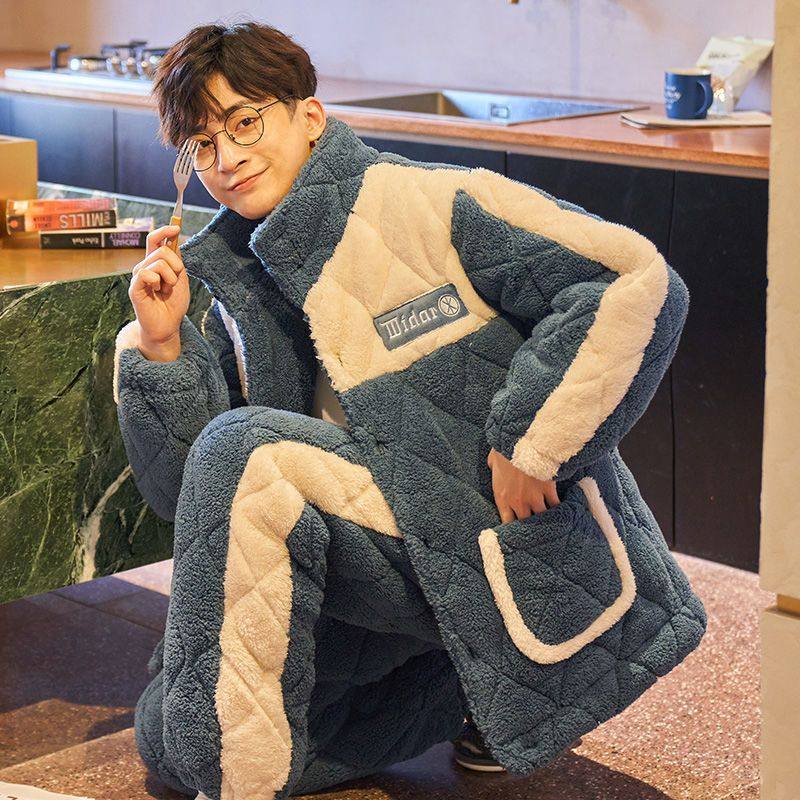 三层夹棉立领睡衣男冬季加厚加绒特厚保暖珊瑚绒男士拉链款家居服,童装/婴儿装/亲子装,家居服套装,淘宝优惠券,粉丝福利购,淘宝优惠卷