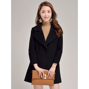 双面羊绒大衣女修身中长款韩版收腰双面呢大衣显瘦小个子毛呢外套