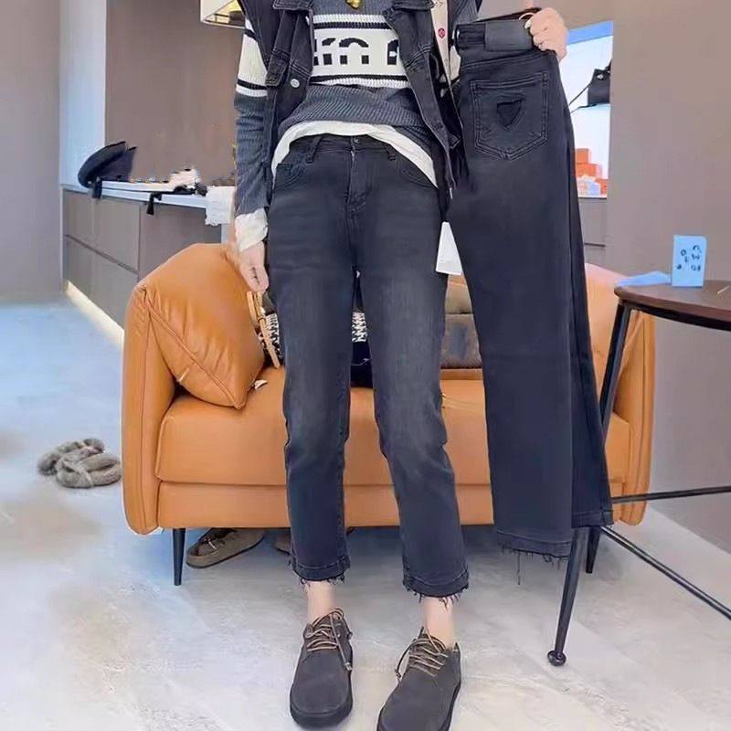 大码复古直筒牛仔裤女秋冬新款高腰胖mm弹力修身毛边九分烟管裤子,女装/女士精品,大码裤装,淘宝优惠券,粉丝福利购,淘宝优惠卷