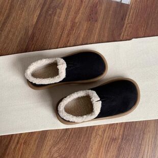 软底豆豆鞋女2025年秋冬季新款雪地靴加绒保暖乐福鞋平底加厚棉鞋