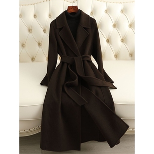 双面羊绒大衣女中长款2025年秋冬新款过膝修身显瘦正肩羊毛呢外套