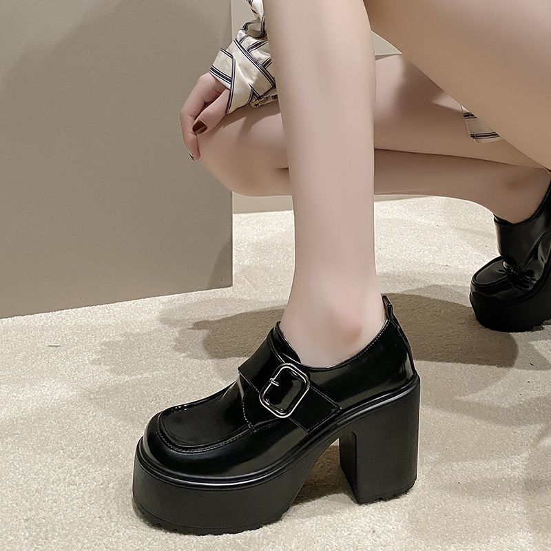 小个子增高10cm小皮鞋女新款厚底时尚乐福鞋玛丽珍松糕单鞋子