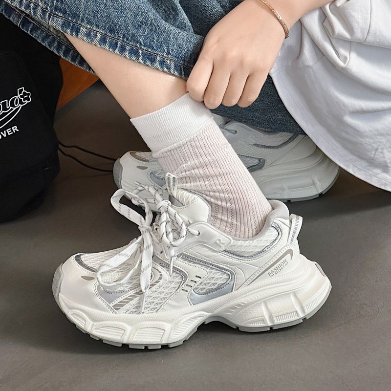 厚底老爹鞋女2025夏季新款单网透气鞋子女鞋时尚百搭休闲运动鞋