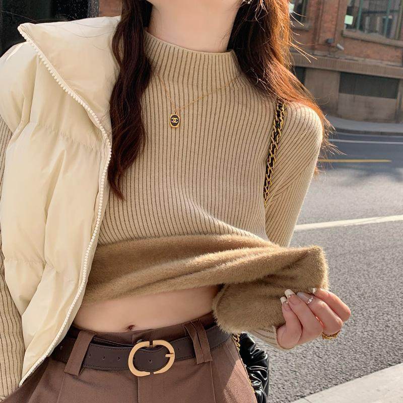 古弄加绒毛衣女秋冬新款半高领加厚打底衫内搭针织衫秋季上衣,女装/女士精品,毛衣,淘宝优惠券,粉丝福利购,淘宝优惠卷