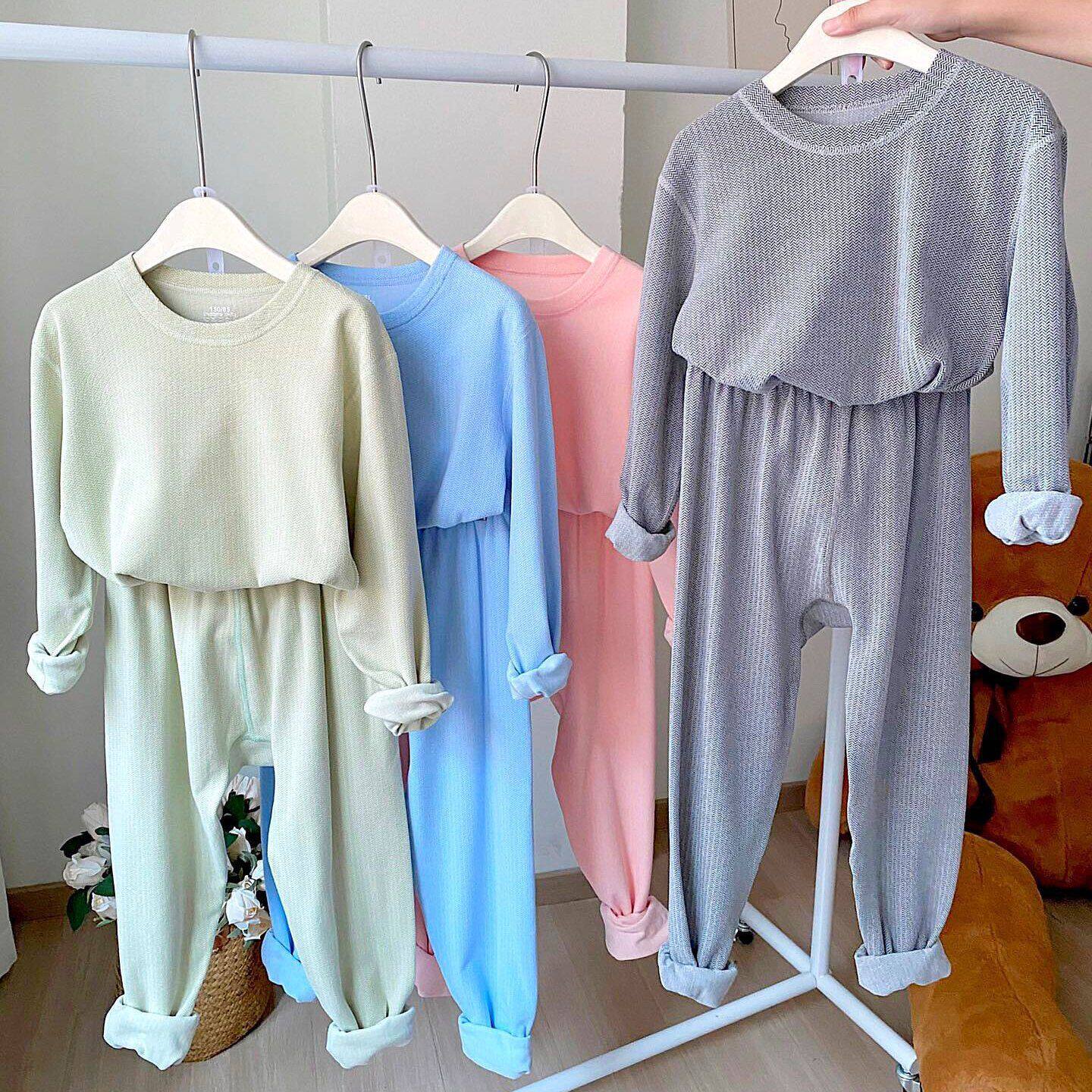 秋冬款胖童秋衣秋裤中领男女童内衣套装大童双面绒棉毛衫睡衣