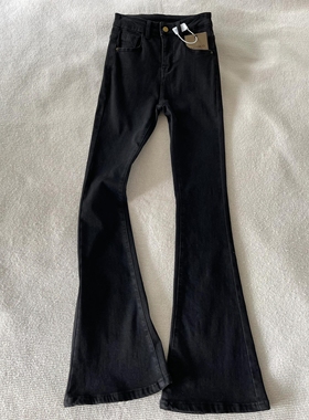 175高个子加长版180黑色微喇牛仔裤女秋冬高腰弹力修身拖地喇叭裤