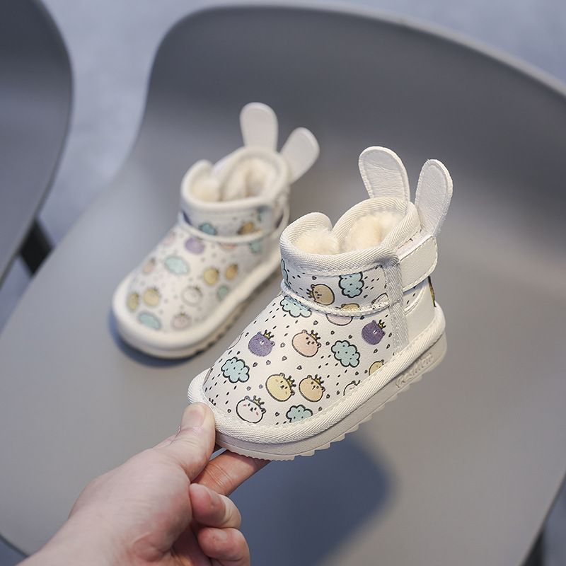 女宝宝雪地靴小童防水防滑软底女童加绒男棉鞋子冬季加厚婴儿童鞋