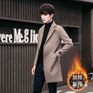 新款男士风衣外套男款韩版潮流中长款呢子毛呢大衣男加绒加厚