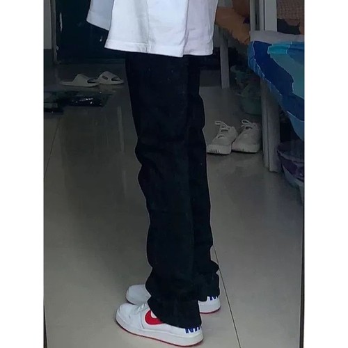 高腰直筒牛仔裤女秋冬新款加绒加厚宽松显瘦梨形身材烟管裤子