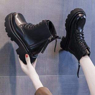 英伦风厚底马丁靴女春秋2025年新款内增高切尔西ins潮炸街小短靴