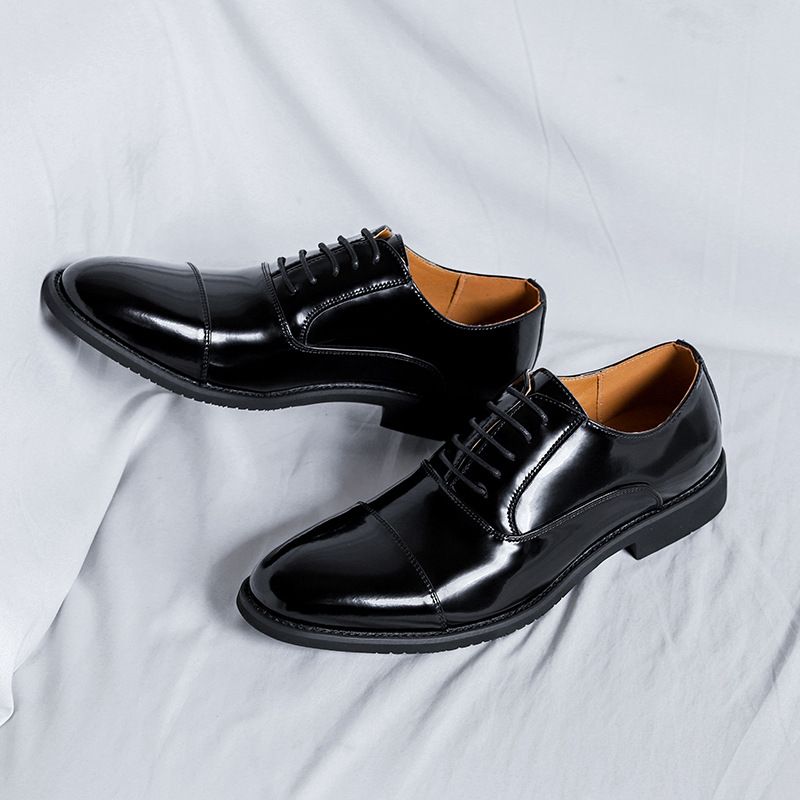 漆皮尖头商务男鞋软底牛津鞋夏季三接头皮鞋新款男真皮正装