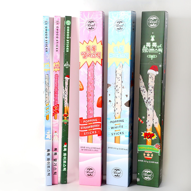 韩国进口莉迩跳跳糖草莓白巧克力味棒棒饼干巧克力涂层圣诞节零食