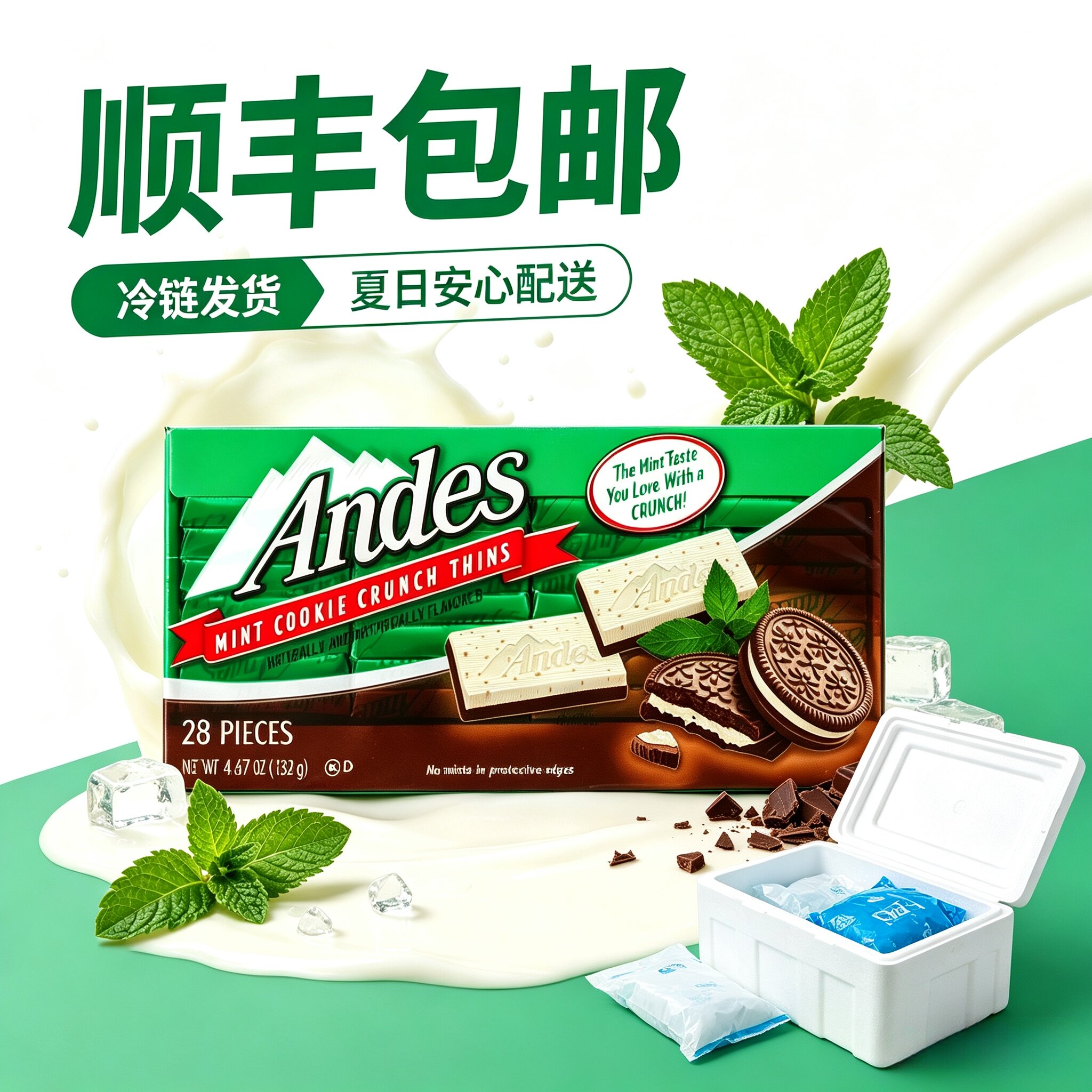 情人七夕礼物美国进口零食Andes安迪士单双层薄荷牛奶夹心巧克力