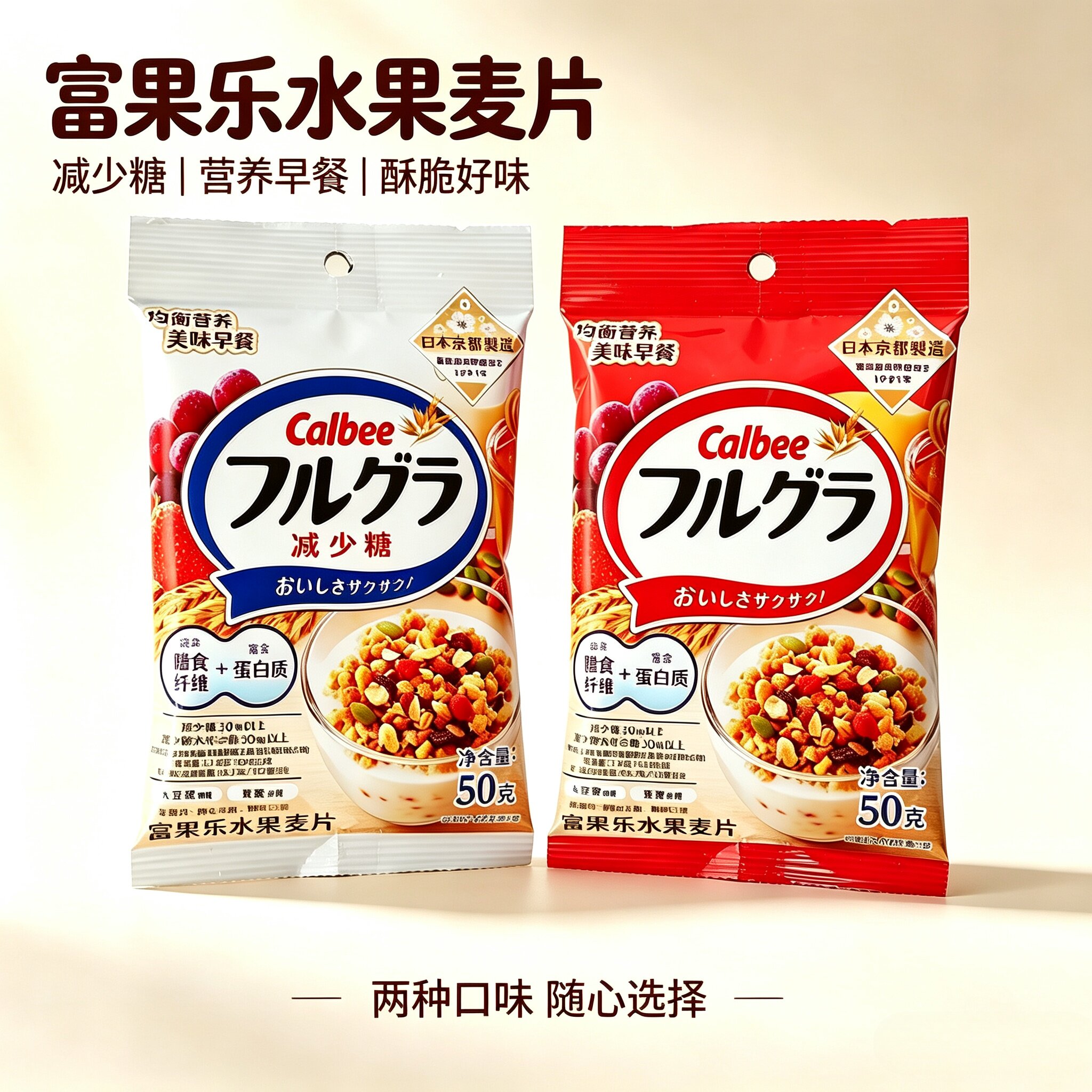日本进口calbee卡乐比富果乐减少糖原味水果麦片早餐代餐即食麦片