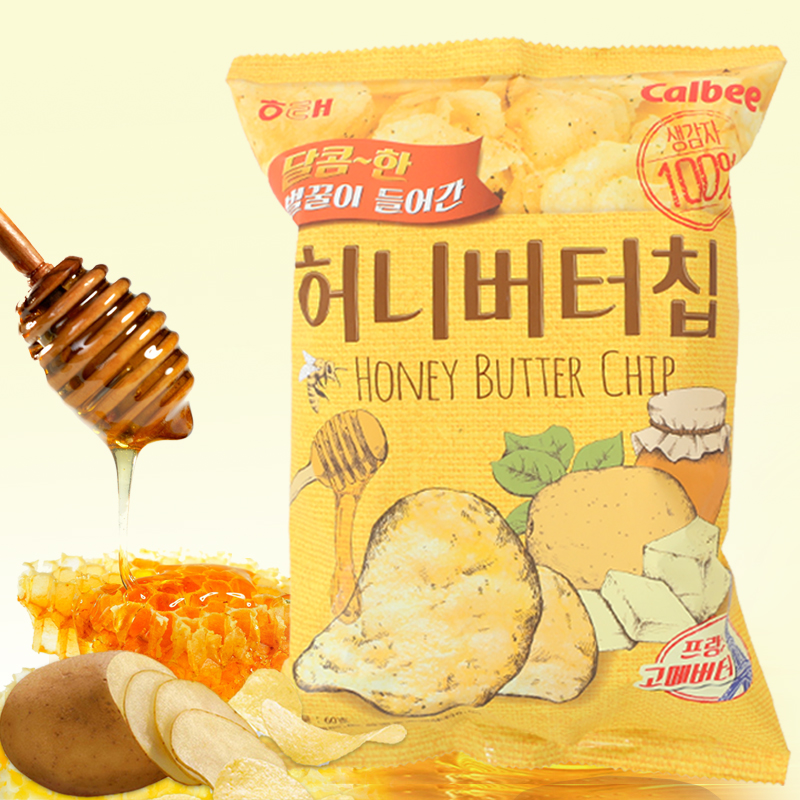 韩国进口零食 海太calbee蜂蜜黄油薯片土豪薯片土豆片休闲零食60g