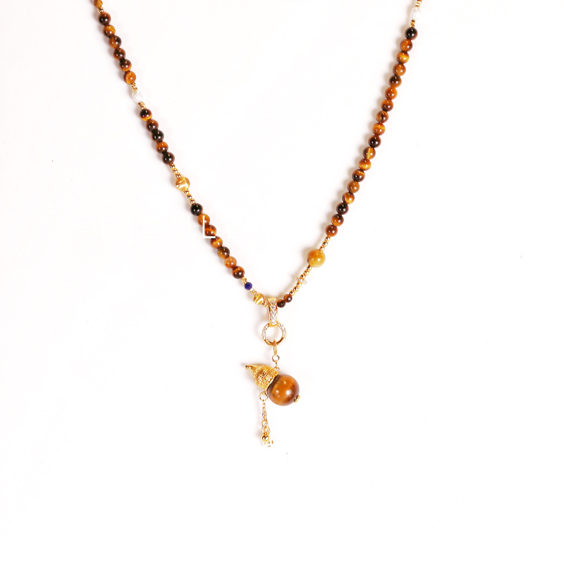 925银项链  松鼠榛果  小众高级氛围感虎眼渐变串珠项链