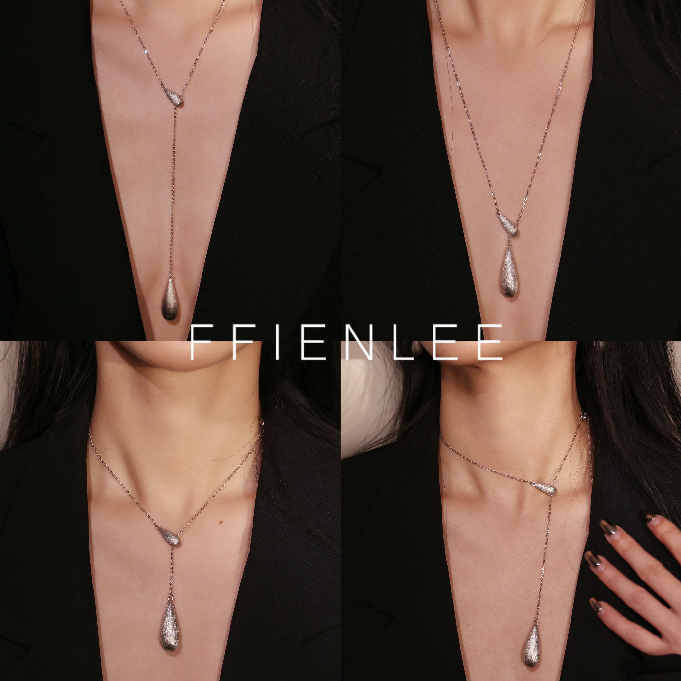 坠链均925银 北海道  意大利拉丝水滴Y字女款项链2025秋冬毛衣链