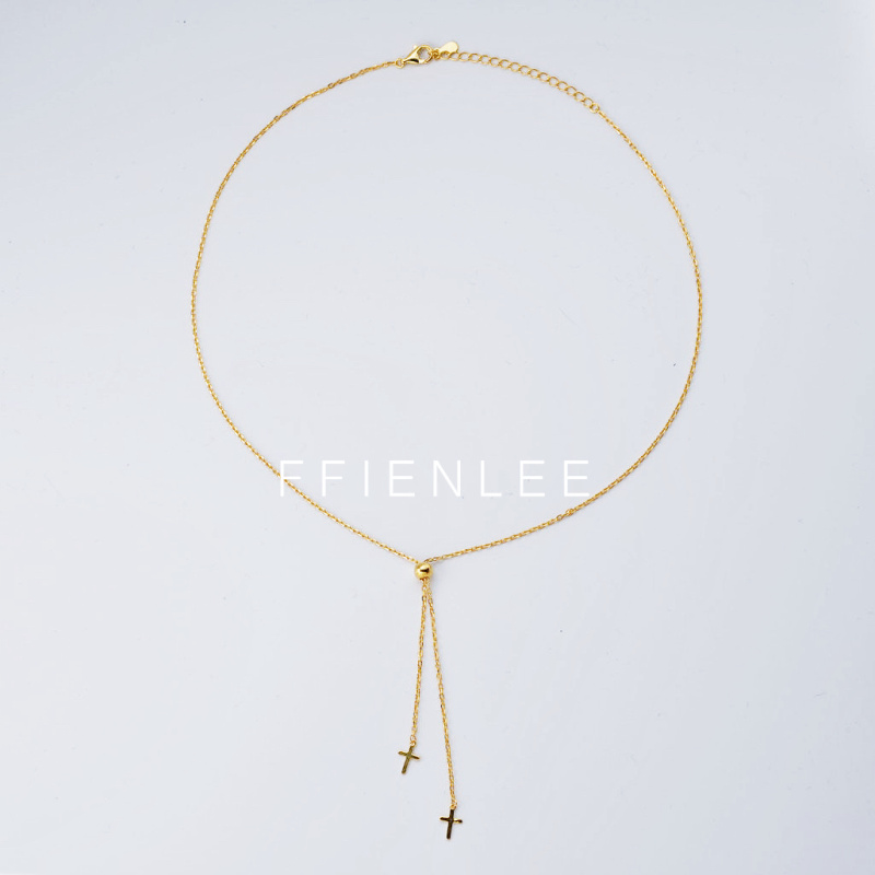 坠链均925银  月光信笺 气质百搭女款毛衣链抽拉十字流苏项链