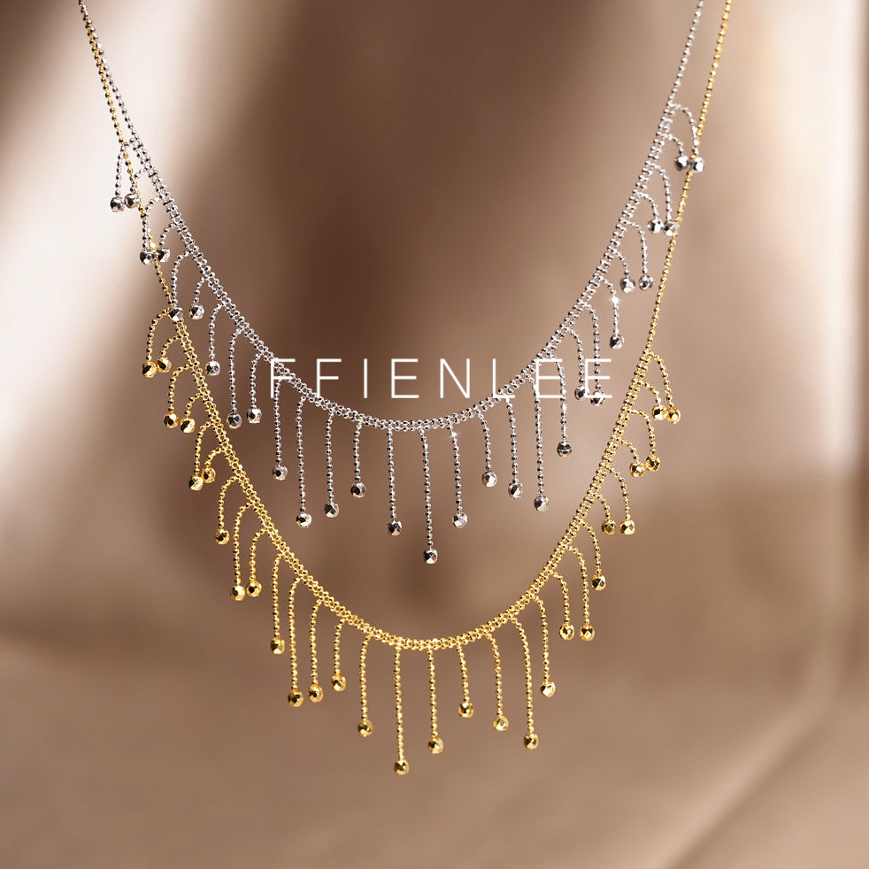 坠链均925银  西西里岛  法式浪漫瀑布锁骨链超闪精致流苏项链