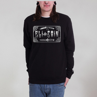 ELI 街头滑板硬核朋克摇滚机车哈雷重磅加绒圆领卫衣 SAIN潮牌美式