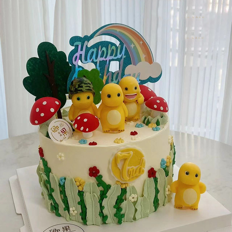 网红儿童生日森系胖胖黄色小恐龙奶龙蘑菇苹果树蛋糕装饰摆件插件,节庆用品/礼品,节日装扮用品,淘宝优惠券,粉丝福利购,淘宝优惠卷