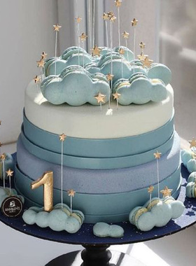 网红生日蛋糕装饰满天星星铁丝插件金银色5角星爱心雪花蛋糕插牌