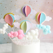 立体云朵蛋糕装 饰毛球云朵立体热气球泡沫铁丝白云蛋糕装 饰插件