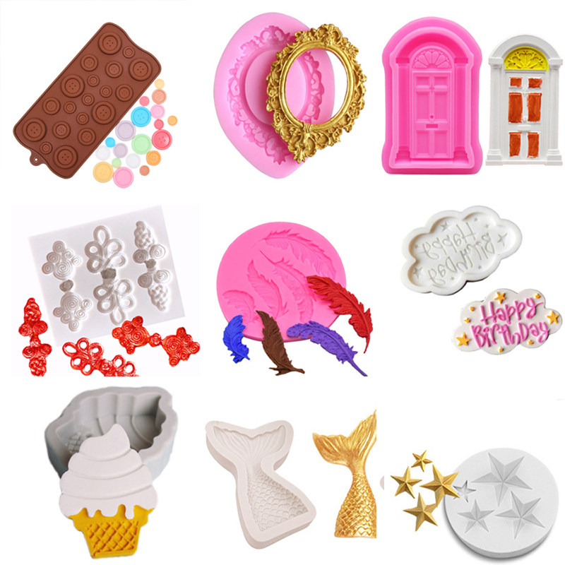 蛋糕装饰方格字母旗子雪糕美人鱼门镜子纽扣积木星星贝壳硅胶模具,节庆用品/礼品,节日装扮用品,淘宝优惠券,粉丝福利购,淘宝优惠卷