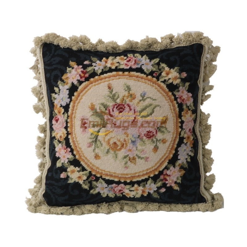 needlepoint绒绣抱枕民族编织抱枕欧式针绣手绣纯羊毛客厅纯民族