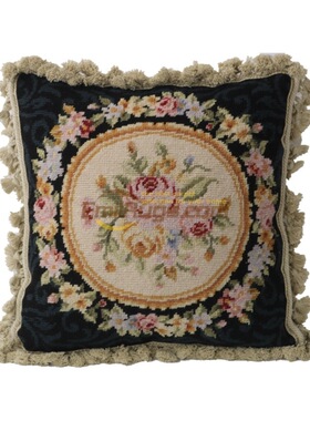 needlepoint绒绣抱枕民族编织抱枕欧式针绣手绣纯羊毛客厅纯民族