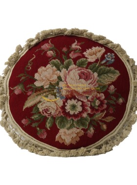 needlepoint民族编织抱枕高密度针绣绒绣抱枕法式软装十字绣高端