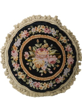 needlepoint绣花靠垫民族编织抱枕绒绣抱枕加厚洛可可布艺手绣