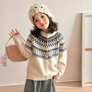 【全羊毛】男女儿童羊毛衫秋冬长袖费尔岛韩版针织衫毛衣圆领