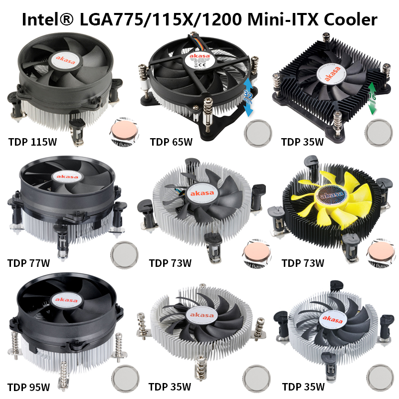 akasa下压式散热器CPU风扇铜底