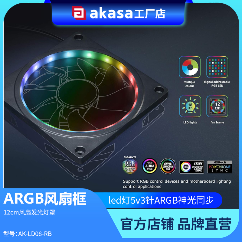 ARGB幻彩机箱风扇框架12cm发光罩