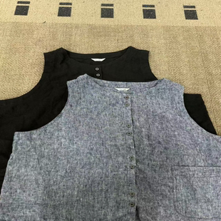 早秋复古百搭叠穿宽松简约百搭短外套百分麻马甲25091350