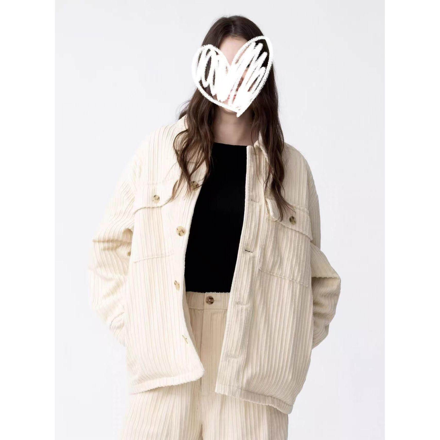 秋冬百搭灯芯绒夹棉翻领韩版保暖舒适百搭外套25112746
