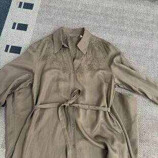 衬衫 皱 需熨烫重工刺绣花卉法式 长袖 气质显瘦长裙25092546 领修身