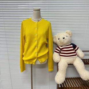 大鱼圆领宽松型小细麻花薄款针织开衫显瘦百搭25101540