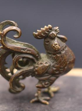 实心纯黄铜大公鸡化解婚外情茶宠