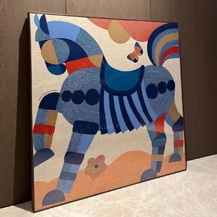 小马跳跃小众艺术餐厅装 饰画动物客厅背景墙男孩卧室房间艺术挂画