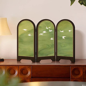 中古风桌面屏风摆件绿色飞燕客厅装 复古餐厅玄关边柜摆画 饰画法式