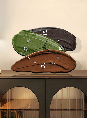 中古桌面摆件钟表绿色复古客厅挂钟艺术高级创意静音摆台式时钟画